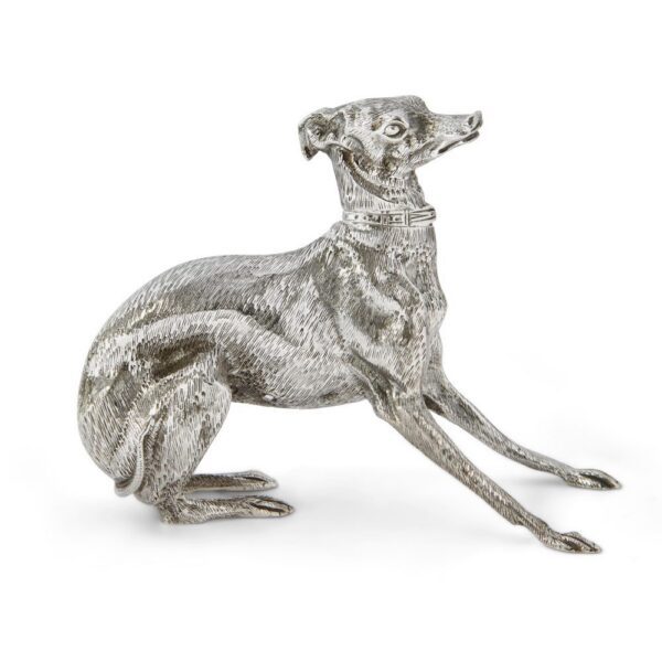 Silver Crouching Greyhound