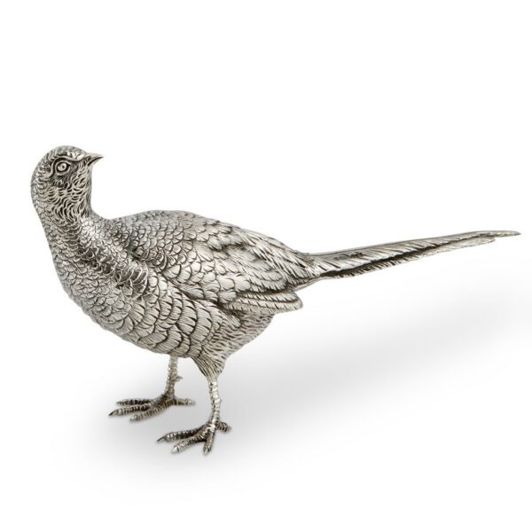 Pair of Sterling Silver pheasants - 8 inch length. John Surtees in