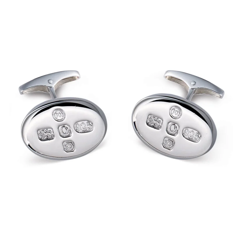 Silver Oval Post Cufflink Feature Mark