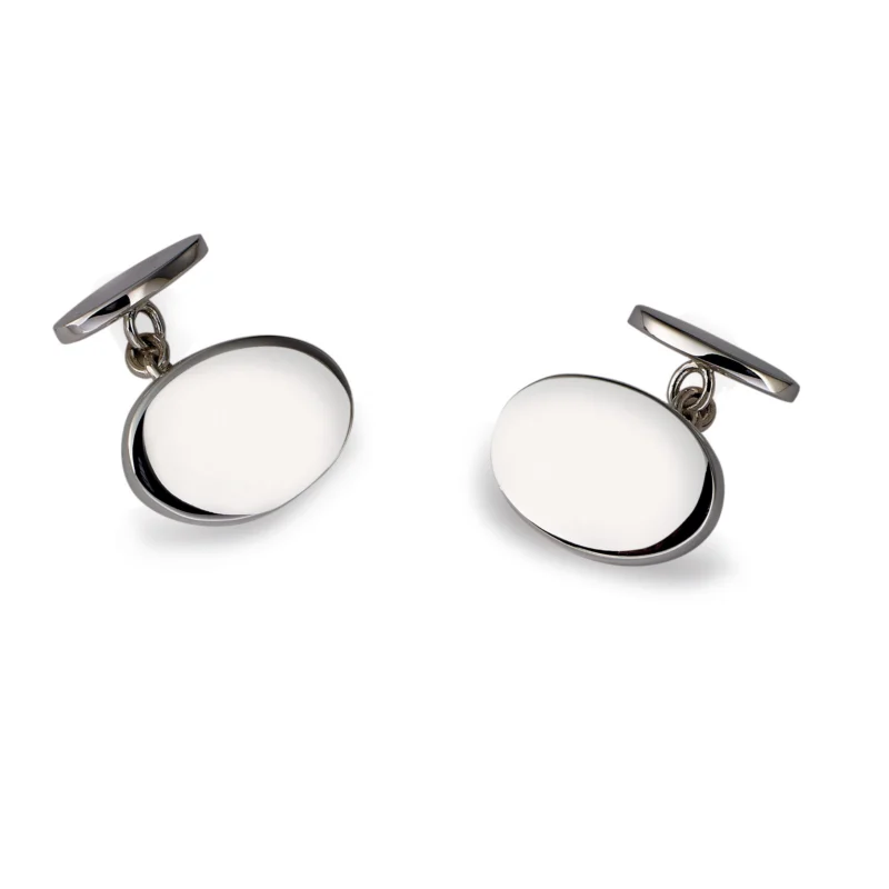 Silver Oval Chain Cufflink