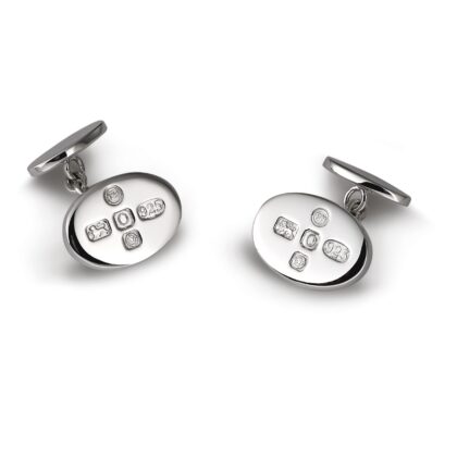 Silver Oval Chain Cufflink Feature Mark