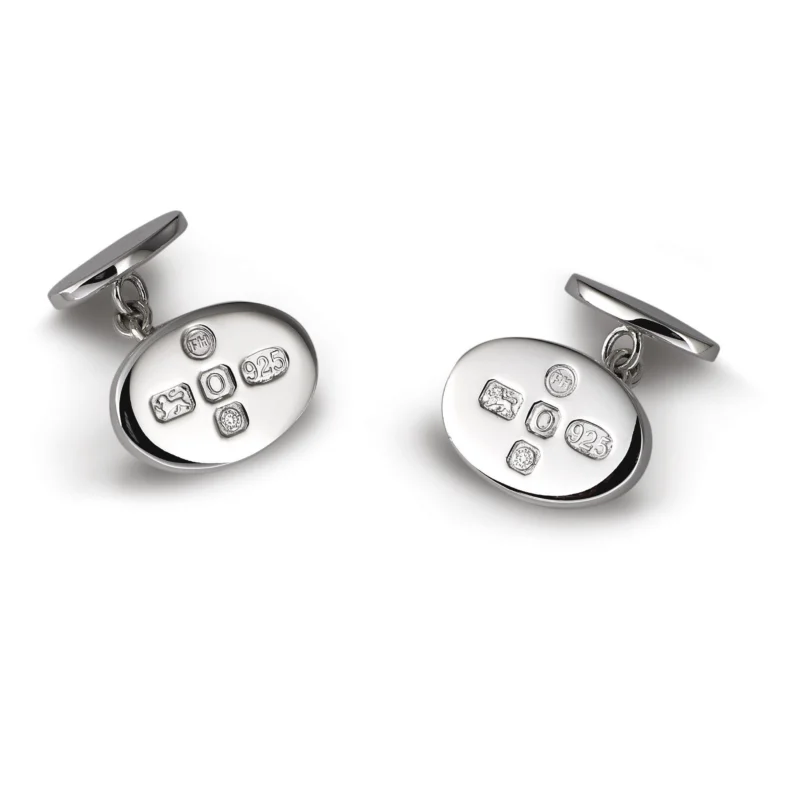 Silver Oval Chain Cufflink Feature Mark