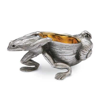 Silver Plate Frog and Snail Open Salt