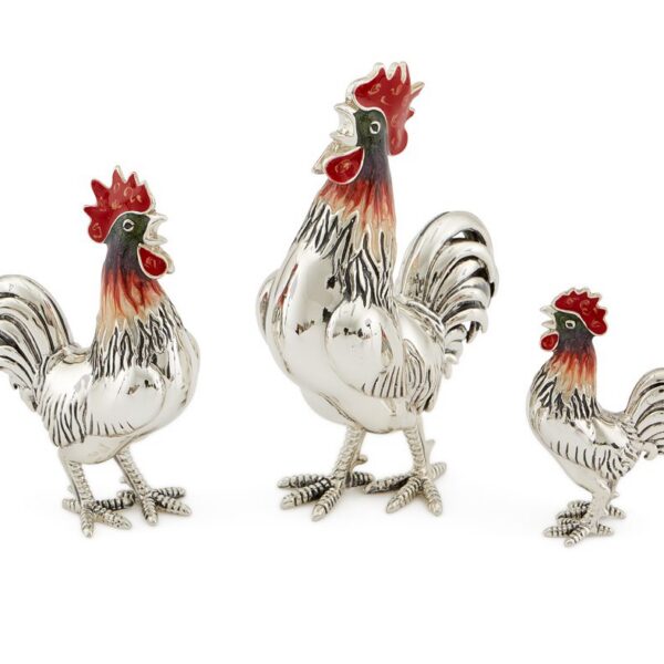 Roosters With Enamel Heads