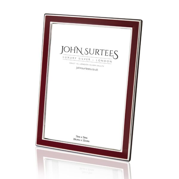 Silver and enamel frame - ruby red