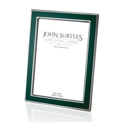 Silver and enamel frame - dark green