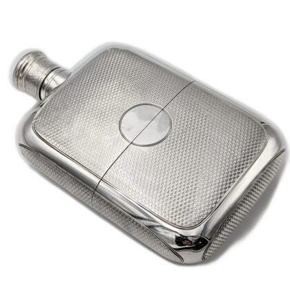 Antique hip flask - engine turned - 1869