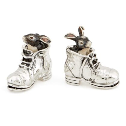 Grey Rabbits In Shoes