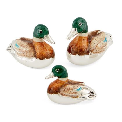 Three Swimming Ducks Green Head