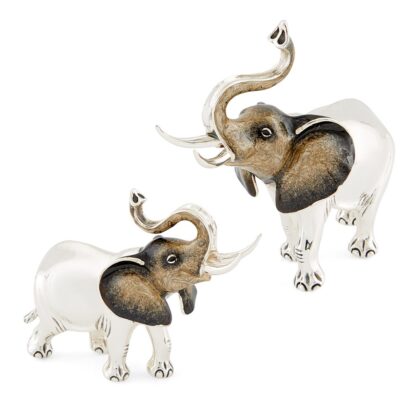 Elephants With Grey Enamelled Heads