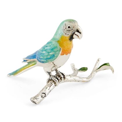 Parrot On Branch - Blue