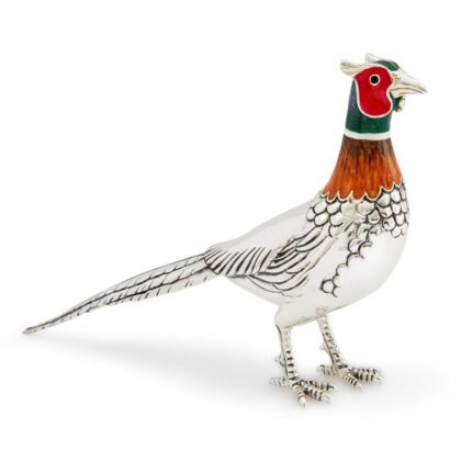 Large Cock Pheasant With Enamel Head