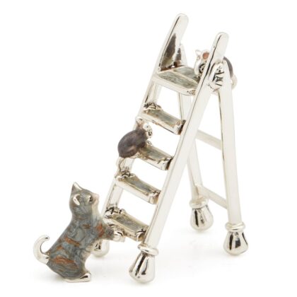 Tabby Grey Cat And Mice On Ladders