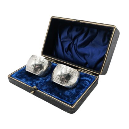 Napkin Rings in Blue Box - Sheffield 1895