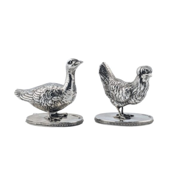 Pair small birds on stand - London 1904