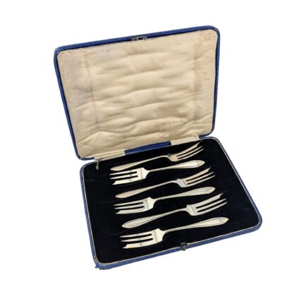 6 pastry forks in box - Birmingham 1927
