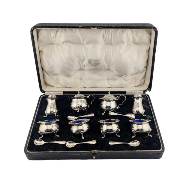 8 pce condiment set - Birmingham 1925