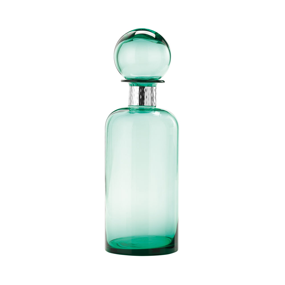 AQUA GREEN BOTTLE SMALL WITH STERLING SILVER COLLAR PROVENCE