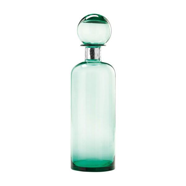 AQUA GREEN BOTTLE LARGE WITH STERLING SILVER COLLAR PROVENCE