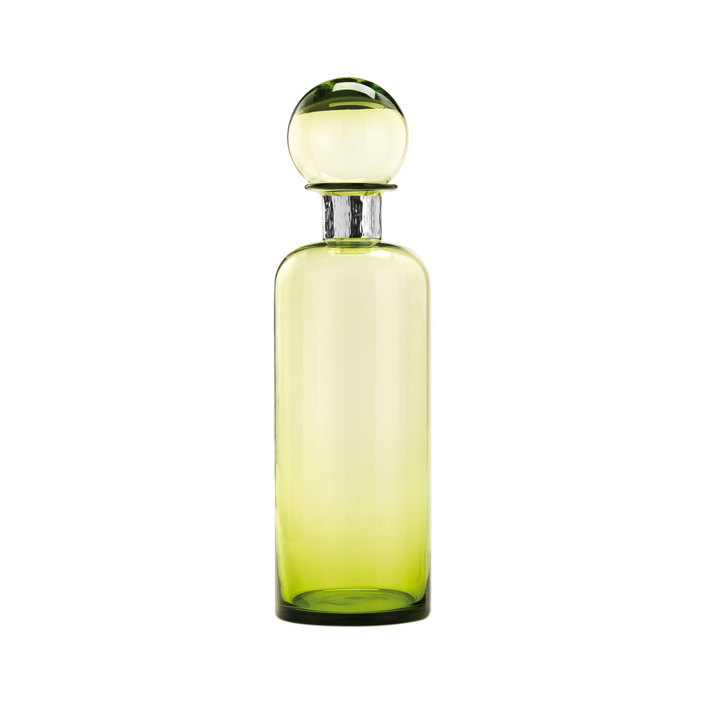 GREEN BOTTLE LARGE WITH STERLING SILVER COLLAR PROVENCE