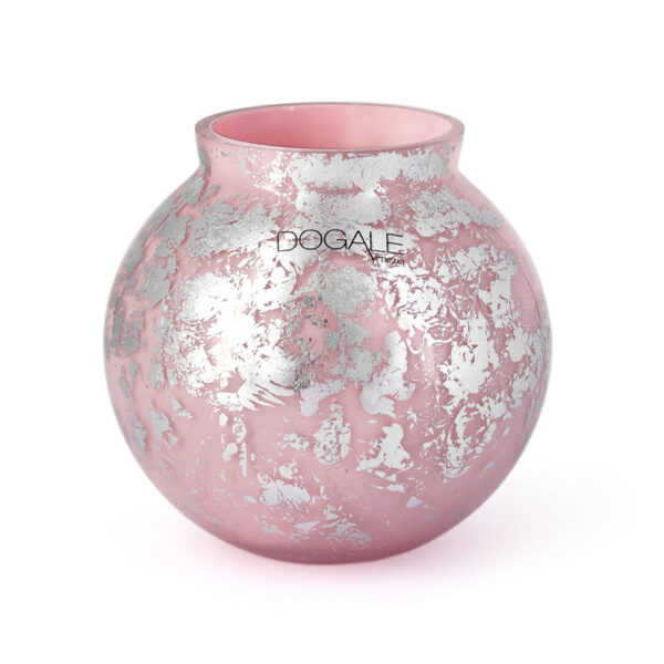 PINK ROUND VASE SILVER LEAF LAGUNA