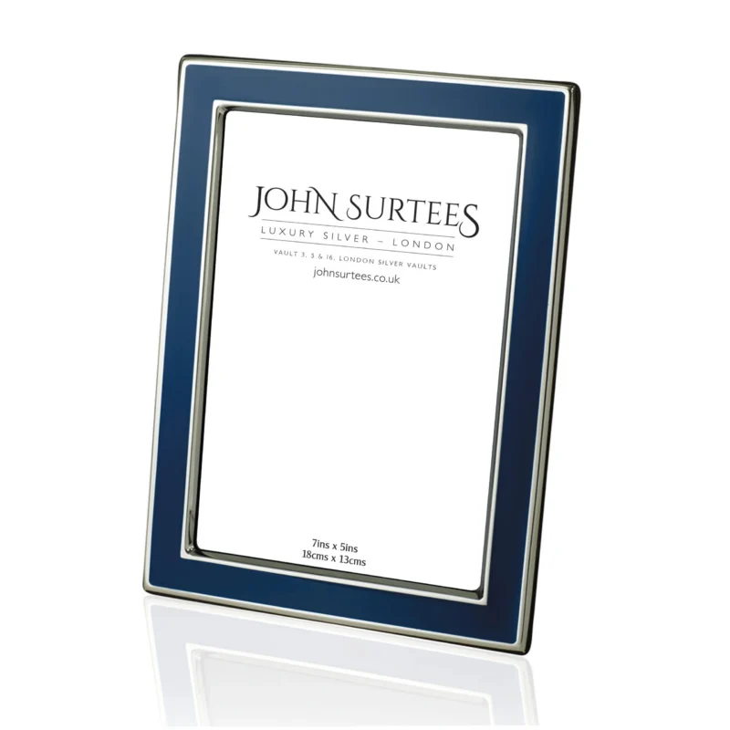 Silver and enamel frame - dark blue