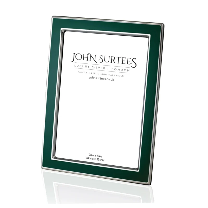 Silver and enamel frame - dark green