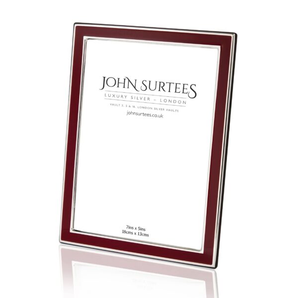 Silver and enamel frame - ruby red