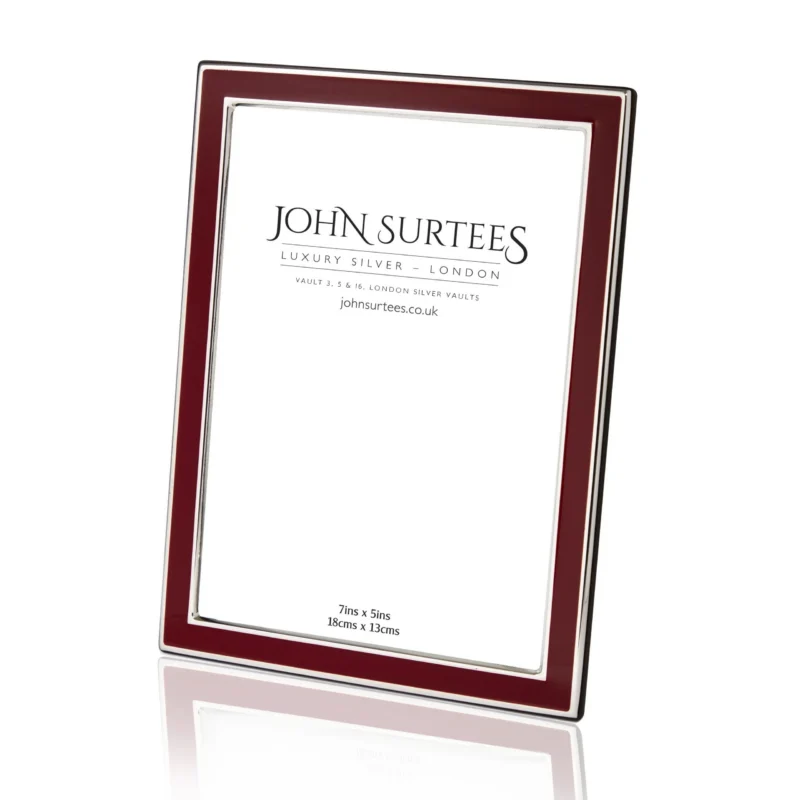 Silver and enamel frame - ruby red