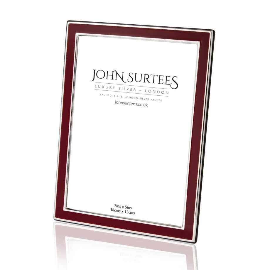 Silver and enamel frame - ruby red