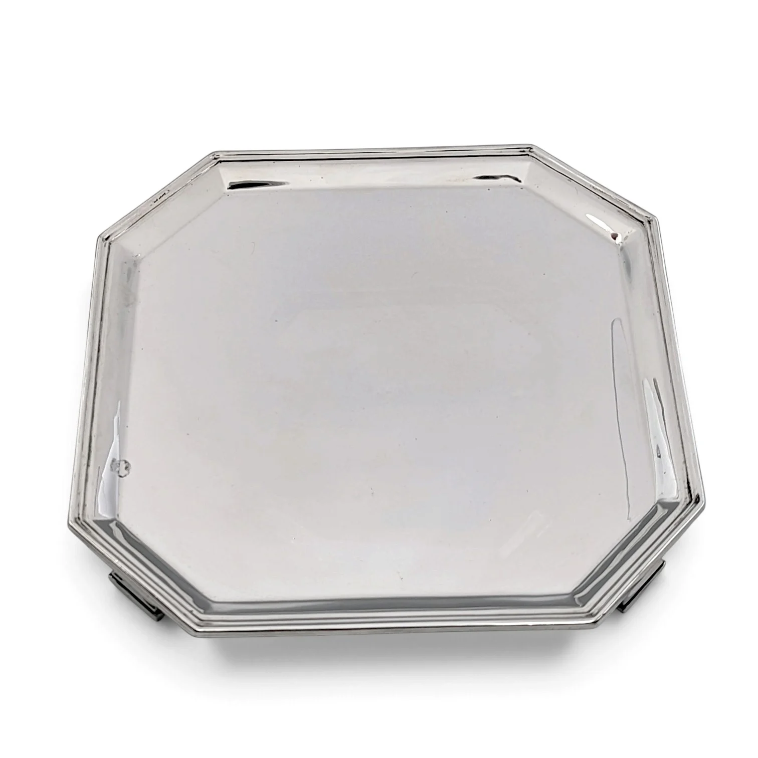 Octagonal silver salver with a moulded border