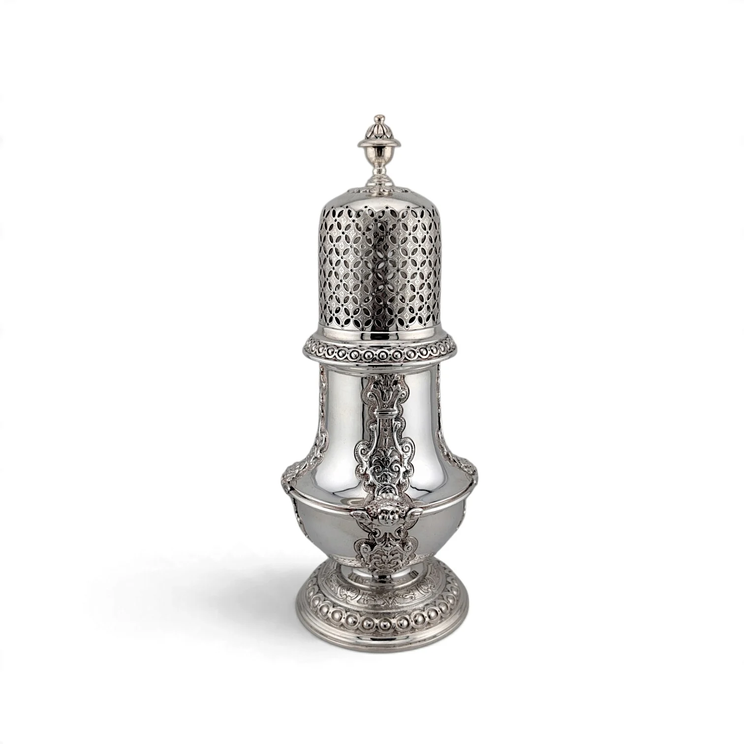 Single decorative caster showing the pierced cover
